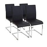 Albatros Silla Cantilever BURANO Set de 4 sillas Negro, SGS Probado