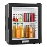 KLARSTEIN Nevera Pequeña Silenciosa, Mini Neveras para Habitación, Bajo Consumo, Puerta de Cristal, Frigoríficos Pequeños Temperatura 12 to 18 °C, Neveras Pequeñas de 24L, Minibar 1 Estante, Negro