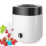 Heladera 2L, Máquina para Hacer Helados, Fácil de Limpiar y Usar, Operación con un Botón, Silenciosa, Abertura para Agregar Ingredientes, 23x23x30cm, Postre Listo en 15-25 Minutos