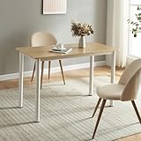 [en.casa] Mesa de Comedor Ideal para Cocina Oficina 4 Personas Resistente a Arañazos Manchas Patas de Acero Tablero de MDF Revestida de Melamina 120 x 60 x 75 cm - Efecto Roble