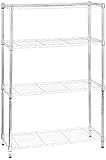 Amazon Basics Unidad de almacenamiento de 4 baldas con estantes ajustables en altura y patas niveladoras, peso máximo de 640 kg, Cromado, 35.5 cm x 91.4 cm x 137.1 cm (D x W x H)