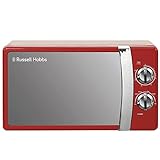 Russell Hobbs RHMM701R - Microondas manual de 17 litros y 700 W, 5 niveles de potencia, aviso acústico y temporizador, función de descongelación, limpieza sencilla, rojo