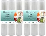 VITAL VAC 6 Rollos Vacío Alimentos 28cm x 500cm | Para Envasadora al Vacío Doméstica | Compatibles con Silvercrest, Foodsaver, Jata, Cecotec...