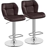 Yaheetech Juego de 2 Taburete de Bar Taburete de Altura Ajustable 89-111 cm Taburete Industrial Metal Silla de Cocina Tasburete Alto para Cocina Bar Comedor Marrón