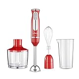 Ufesa BP3443 Batidora de Mano, Potencia 600 W, Función Turbo, 2 Cuchillas y Pie en Acero Inoxidable, Diseño Ergonómico y Anti Salpicaduras, Accesorios Incluidos, Sin BPA, Color Rojo (Advanced Red)