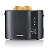 Tostador automático SEVERIN, tostador con accesorio para pan, tostador de acero inoxidable para tostar, descongelar y calentar, 800 W, Negro mate AT 9552