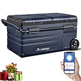 AAOBOSI 75L Nevera 12V Compresor, Nevera Portatil Doble Zona Con Conexión APP y Puerto USB, 12/24V DC y 100-240V AC Nevera de Coche, para Hogar, Camping, Coche, Barco y Autocaravana, 20°C a -20°C