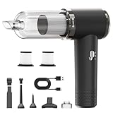 Aspirador de Mano, 12000Pa Mini Aspiradora de Mano Sin Cable para Coche y Hogar, 3 en 1 Aspirador Coche Potente 5200mAh Aspiratore Auto con Carga USB, Eliminación Pelo Mascotas + 2 Filtros Lavables