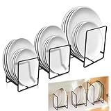 3 PCS Organizador Platos Armario Cocina, Metal Soporte Platos, Plateros de Cocina, Soporte para Platos Upright, Plateros de Cocina Mueble, Organizadores de Cocina