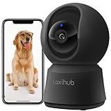 LAXIHUB Cámara de vigilancia WiFi Cámara de Interior para el hogar Baby Pet CAM 5MP/2K, visión Nocturna, Audio de 2 vías, detección de Movimiento, Compatible con Alexa y Google (P2F, Schwarz)
