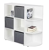 Inter Link - Estantería esquinera - con 3 Compartimentos - Estantería Independiente - Salón - Estudio - Dormitorio - Dimensiones en cm Prof : 33 x Anch : 34,40 x Alt : 110 - Nuoro ER3 - Blanco