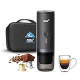 CERA+ Cafetera portátil con batería, café en polvo y cápsulas NS para máquina de café expreso con autocalentamiento y estuche de transporte para campistas de viaje