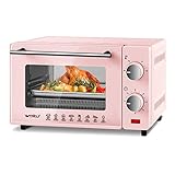 WOLTU Horno Electrico Pequeño10 L, Mini Horno 650 W con Control de Temperatura 100-230℃ y Temporizador 0-60 Minutos, Horno Tostador con Bandeja y Rejilla,Rosa, BF16rs