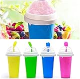 Slushie Maker Cup,TIK TOK Magic Quick Frozen Smoothies Cup,2 in1 Cooling Cup Double Layer Squeeze Cup Slushy Maker, DIY Homemade Milk Shake Ice Cream Maker for Kids and Family,Children Gift (Blue)
