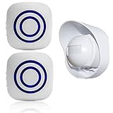 SiegenPro Alarma de seguridad Timbre de Alarma inalámbrico con Sensor de Movimiento PIR Infrarrojo Detector ​de Timbre del Sensor Alarma para Entrada del Puerta Casa Tienda y Oficina (Blanco, 1S + 2R)