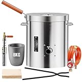 VEVOR Horno de Fusión de Propano Kit de Horno de Fusión de Metales a Gas 8 kg Horno de Fundición para Hogar con Crisoles y Pinzas, Mango de Madera para Reciclaje de Aluminio, Cobre, Plata, Oro