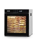 VEVOR Deshidratador de Alimentos 10 Bandejas de Acero Inoxidable Secador de Alimentos Eléctrico 1000 W con Temperatura Ajustable y Temporizador de 48 Horas para Cecina, Frutas, Verduras, Hierbas