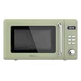 Cecotec Microondas Digital con Grill de 20 L Proclean 5110 Retro Green. 700 W en 5 Niveles, Temporizador hasta 60 mins, 8 Programas y Modo Descongelación, Diseño Vintage en Verde