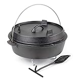 Wiltec Horno holandes 6l de hierro fundido olla holandesa cazuela con asa y soporte para camping barbacoa