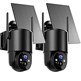 2Piezas Camara Vigilancia WiFi Exterior Solar: 2K Camaras de Vigilancia sin Cables 360° PTZ Cámara WiFi Exterior Batería Domicilio Cámaras de Seguridad Inalámbricas con Visión Nocturna Color Sirena