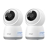 ieGeek 2.4/5GHz Camara Vigilancia WiFi Interior 2K 360°PTZ, Cámara Vigilancia Interior para Bebes/Mascotas/Seguridad Casa, Seguimiento Automático, Voz Bidireccional, Detección Humanoide, Alarma, 2Pack