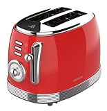 Cecotec Tostadora Vertical 2 Ranuras Cortas Toast&Taste 800 Vintage Light Red. 850 W, 2 Rebanas de Pan, Ranuras Extra Anchas de 3,8 cm, Acabados en Acero Inoxidable, Estilo Vintage, Rojo