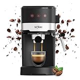 Solac Taste Slim Basic 1100W - Cafetera Semi Automática| 20 Bar| Espresso o Capuccino en Casa| Vaporizador Orientable, Espuma Leche| 1-2 Cafés| Molido o monodosis| Calienta líquidos| Compacta 16x31x30