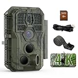 GardePro A50 4K Camara Fototrampeo con Tarjeta SD de 32 GB, 64MP 4K Camara Caza con Alcance de Visión Nocturna de 30m y 0,1s Tiempo de Activación, LED IR de 940nm No-Glow, IP66