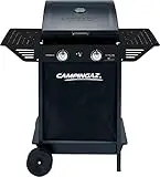 Campingaz Xpert 100 LS Plus Rocky Barbacoa Gas para Piedra Volcanica, BBQ Gas con 2 Quemadores, 7.1 kW de Potencia, 2 Parrillas de Acero Cromado, 2 Mesas Laterales y Rocas de Lava