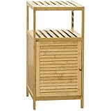 kleankin Estantería de Baño de Bambú Estantería de Almacenaje para Baño con 1 Puerta y Estante para Cocina Salón Dormitorio 33x36,5x67 cm Natural