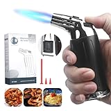 VORHOT Mini Soplete de Cocina, Recargable Soplete Gas Butano con Cerradura de Seguridad, Profesional Antorcha de Cocina Encendedor para Barbacóa Brulée Crema Cámping Horneado (Gas No Incluido)