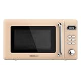 Cecotec Microondas Digital con Grill de 20 L Proclean 5110 Retro Beige. 700 W en 5 Niveles, Temporizador hasta 60 mins, 8 Programas y Modo Descongelación, Diseño Vintage en Beige