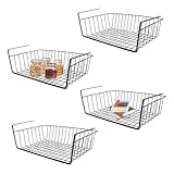 Cesta de Almacenamiento para Estante Inferior, 4 Unidades, Metal, Colgante Debajo del Armario, para Cocina, Oficina, Despensa, Baño, Armario