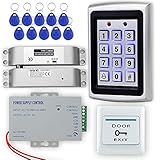 LIBO Kit de Sistema de Control de Acceso RFID Controlador de Acceso de Metal con Cerradura Eléctrica DC 12V para el Hogar / Oficina Sistema de Puerta de Entrada con 10 pulsadores de 125 kHz