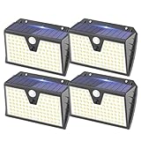 SEZAC Luz Solar Exterior Jardin,3 Modos Focos Exterior Solares Con Sensor De Movimiento,IP67 Impermeables Luces Solares,Lamparas Solares Exterior Jardin para Seguridad e Iluminación(4 Paquete)