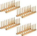 Lawei Paquete de 4 estantes de bambú para Platos, Soporte para Tapa de ollas, Organizador de Armario de Cocina para Cuencos, Tazas, Tabla de Cortar y más, 33 x 12 x 10,5 cm