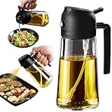 TrendPlain Pulverizador Aceite Spray 470ml - 2 en 1 Spray Aceite Cocina, Dispensadora para Freidora de Aire, Ensaladas, Vinagre y Accesorios Cocina - Negro
