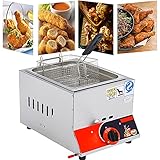 Heihe Freidora de Gas Comercial, freidora de Gas LPG para encimera, Acero Inoxidable, freidora Doble de Gran Capacidad de 11 l, con cestas extraíbles, Potencia de Fuego Ajustable, fácil de Limpia