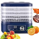 Deshidratador de Alimentos, liofilizador de 5 Niveles de 220 W con Temporizador de 72 H, Temperatura Ajustable de 35-70 ℃, secador de Frutas con bandejas extraíbles para secar Frutas, Carne, Verduras