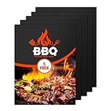 Juego de 5 Alfombrillas para Barbacoa de Gas, Alfombrillas de Teflón para Barbacoa de 40 x 33 cm para Carbón, Papel Pergamino Reutilizable, Sin PFOA para Parrillas Electrónicas, Hornos