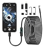 Oskuglin Cámara endoscópica iluminada, cámara endoscópica Impermeable con 8 Luces LED, cámara endoscópica IP67 HD para Android, iOS, tabletas