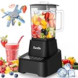 Facelle Batidora de Vaso, 1,6L licuadora de vidrio, 1200W licuadoras para zumos y batidos con pantalla táctil 3+P velocidades, cepillo de limpieza y cuchilla de acero inoxidable extraíble - Negro
