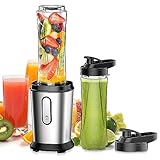 Batidora de Vaso Individual, 500W Portátil Batidora Smoothie, Licuadora Mini, Smoothie Maker, Procesador de alimentos Profesional Para Zumos, Batidos, Smoothies, con 2 Botellas de 600 ml, sin BPA