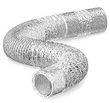 Hon&Guan Manguera Flexible de Ventilación de Aluminio Tubo Salida Aire para Baño, Kitchen Campana（ø75mm*2m,Plata）