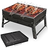 Barbacoa de carbón vegetal, camping barbacoa plegable pequeña 35 x 27 x 20 cm, barbacoa portátil de acero inoxidable, barbacoa portátil al aire libre, para picnic, terraza, camping, viajes, exterior,