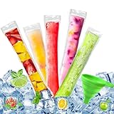 200 Pcs Bolsas para Helados,bolsas popsicle,Bolsas Paleta Hielo con Embudo,Bolsas Desechables para Paletas de Hielo,para aperitivos saludables, zumo, frutas, batidos, yogur