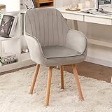 GCCSSBXF Sillas de comedor giratorias de madera, cómoda silla de escritorio tapizada, sin ruedas, sillones de terciopelo de mediados de siglo para oficina moderna o tocador, bonito y elegante