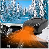 EONDEVO Calefactor para Coche 3 en 1, 12V Calefacción Rápida Descongelador del Parabrisas con Ajuste Universal de La Bola y Dos Modos para Desempañar Invierno Conducción Segura