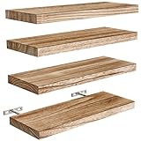 Pipishell Estanteria Pared, baldas Pared de 40 cm, Estantes de Pared de Madera de Paulownia, Estantes de Madera Juego de 4 para Baño, Dormitorio, Oficina, Salón, Cocina, etc (marrón Claro)