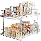 VEVOR Organizador Extraíble Debajo del Fregadero 2 Niveles 322x533 mm y 300x516 mm Estante Deslizante de Acero Cromado Carga de 30 kg Deslizamiento Suave para Organización del Baño Cocina
